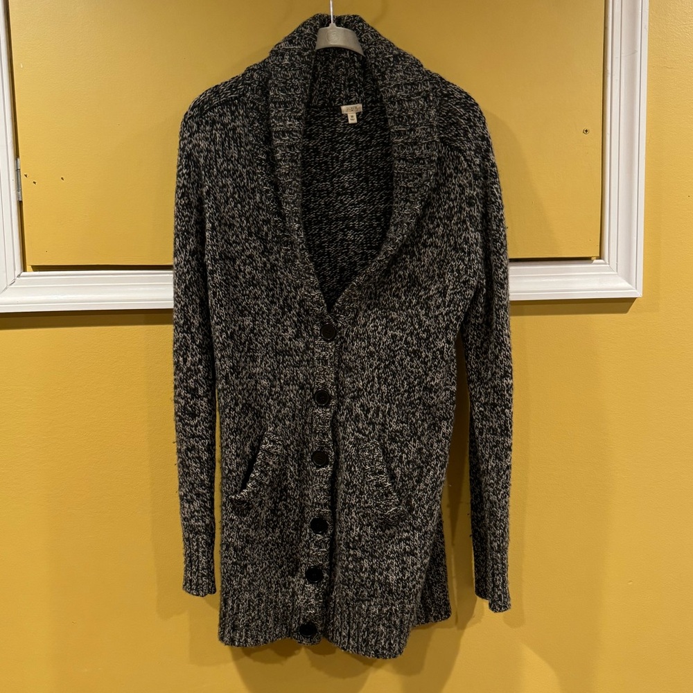 J. Crew charcoal grey cardigan w/ black buttons - cozy